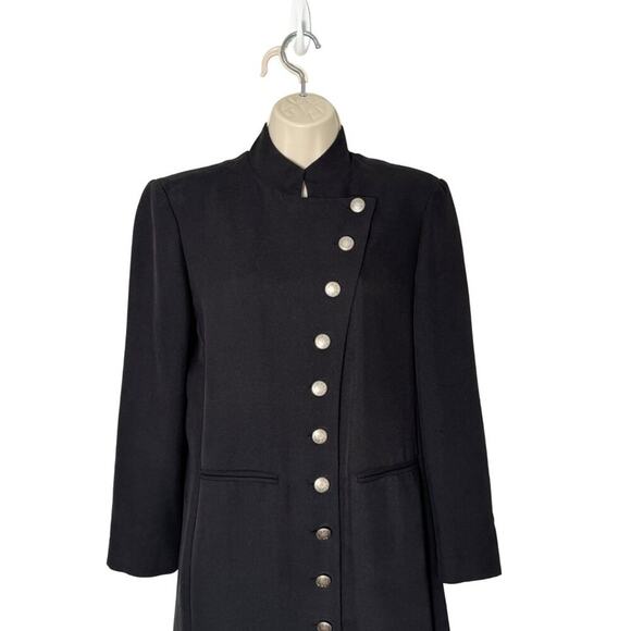 Virgo Womens Vintage Black Button-Down Black Dress Size 8 - Picture 3 of 7